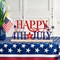 Metal Happy 4th of July Sign – Red White & Blue Patriotic Star Decor – 250th Anniversary Independence Day Decorations for Home & Office – Freestanding Metal Shelf Sitter & Mantel Sign – Sestercentennial Commemorative Tabletop Accent